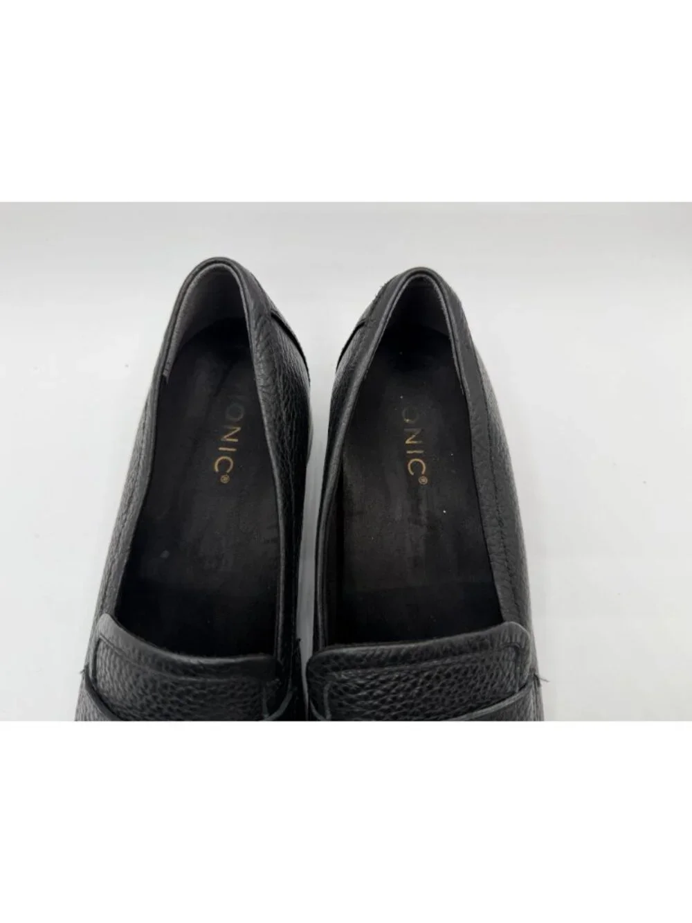 Vionic Sellah Tumbled Leather Penny Loafers Black Women Size 8 Work Casual Shoes